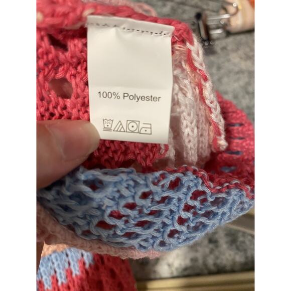 Womens Crochet Pants Sz Medium NEW Pink & Blue Knit Summer Beach Vacation Resort - Picture 6 of 11